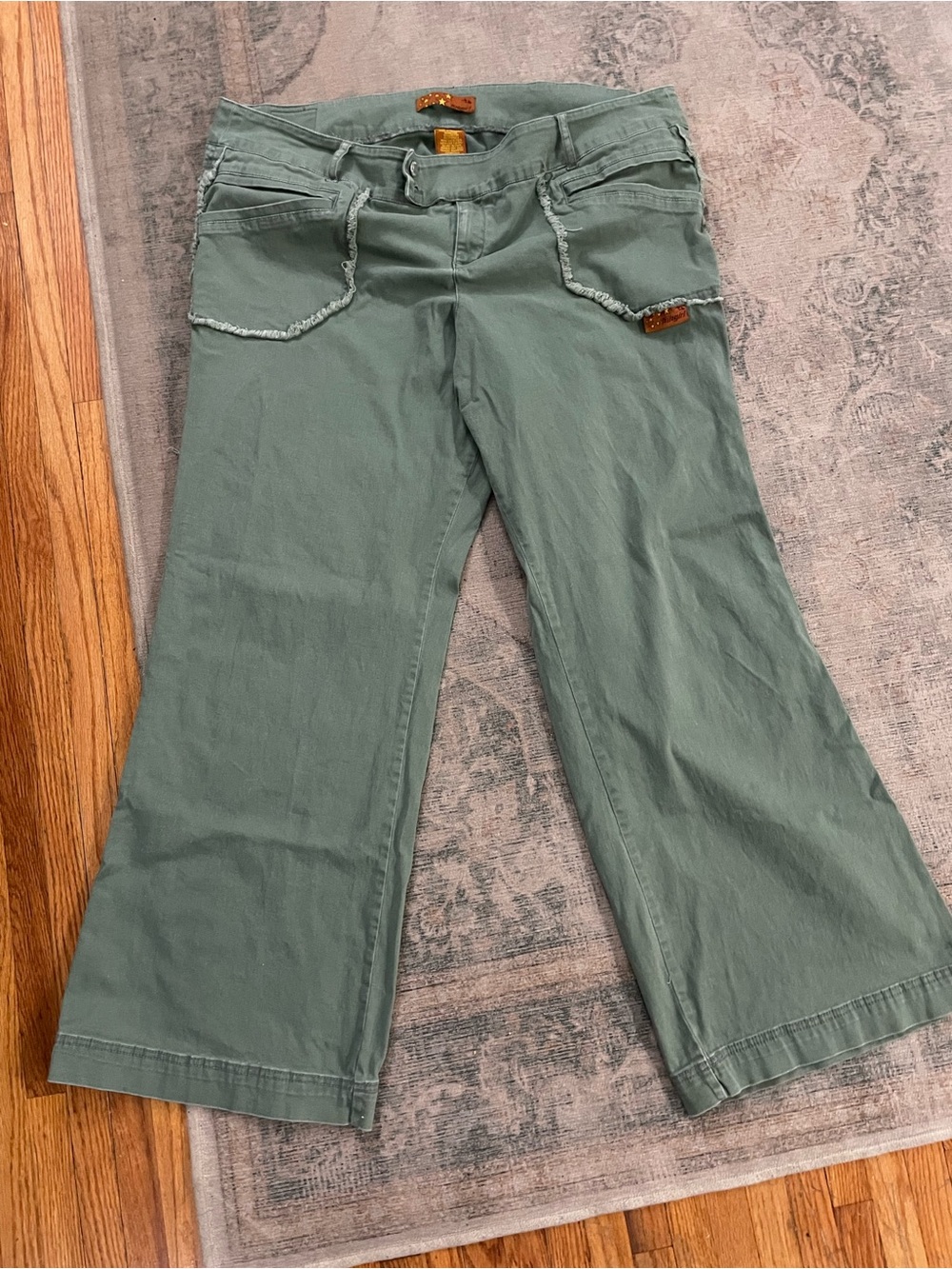 Vintage Rikigirl Y2K Olive Green Pants Star Logo Size 24